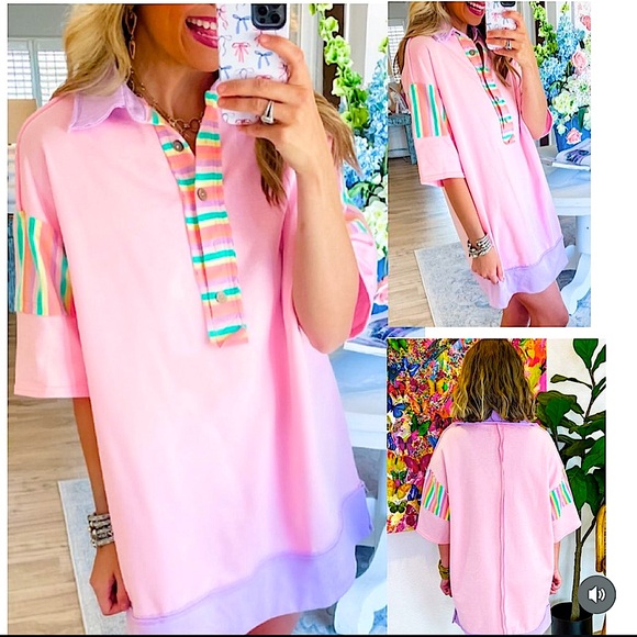 ☃️BOGO50%☃️ 🆕💜FANTASTIC FAWN: BABY PINK Stripe Dress •SEE VIDEO• SMALL - Picture 4 of 9